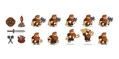 Game character viking walk and jump cycle sequence vector