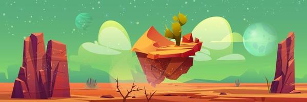 Alien planet desert landscape, cartoon background