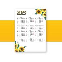 Calendar2023 brochure template for floral design vector