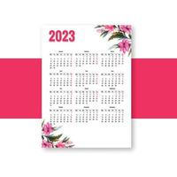 hermoso diseño floral de plantilla de calendario de año nuevo 2023 vector