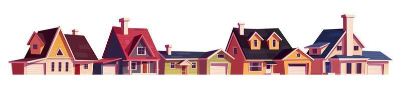 Suburb houses, residential suburban home cottages vector