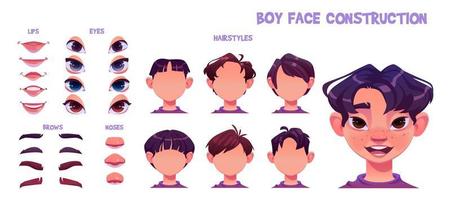 Boy face construction, asian child avatar creation