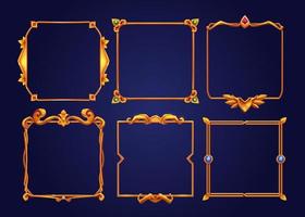 Vintage square golden frames for rpg game vector