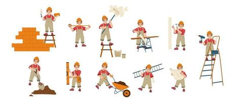 Repair service workers. Builders, repairmen set vector