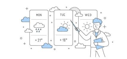 Meteorological report, weather forecast concept vector