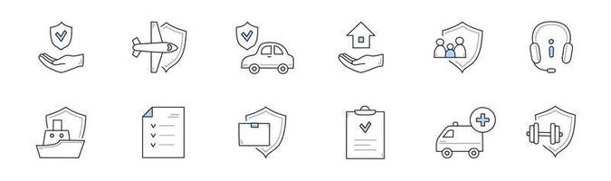 Insurance service doodle icons. Vector signs set