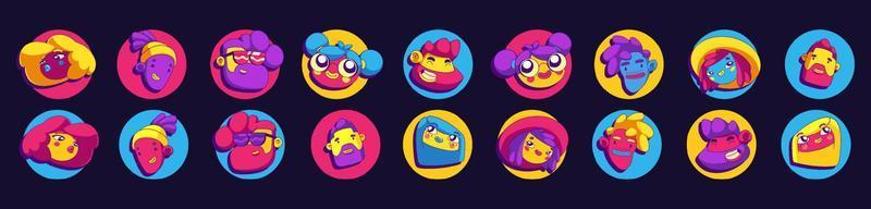 Contemporary avatars with funny characters faces vector