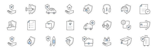 Insurance service doodle icons. Vector signs set