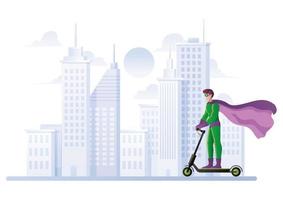 Superhero on Electric Scooter vector