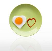 Fried egg heart and source heart photo