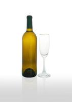 Bottle and wine glass photo