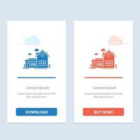 Home House Space Villa Farmhouse  Blue and Red Download and Buy Now web Widget Card Template vector