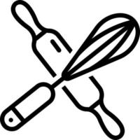 line icon for crossed rolling pin and whisk vector