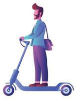 hombre en scooter eléctrico en blanco vector