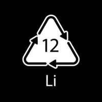 Battery recycling symbol 12 Li. Vector illustration