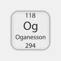 Oganesson symbol. Chemical element of the periodic table. Vector illustration.