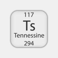 Tennessine symbol. Chemical element of the periodic table. Vector illustration.