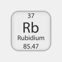 Rubidium symbol. Chemical element of the periodic table. Vector illustration.