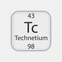 Technetium symbol. Chemical element of the periodic table. Vector illustration.