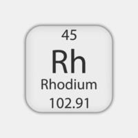 Rhodium symbol. Chemical element of the periodic table. Vector illustration.