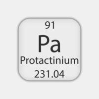 Protactinium symbol. Chemical element of the periodic table. Vector illustration.