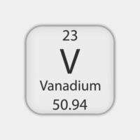 Vanadium symbol. Chemical element of the periodic table. Vector illustration.