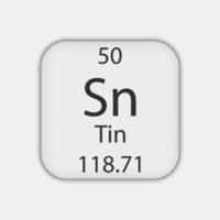 Tin symbol. Chemical element of the periodic table. Vector illustration.