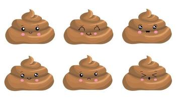 Brown poop illustration. Pile of dog poo in flat cartoon style isolated on white background. Funny excrement art. vector