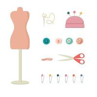 Sewing accessories. Vector illustration isolated on white background