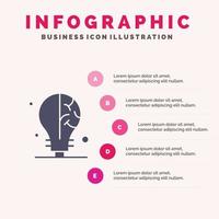 Bulb Idea Science Solid Icon Infographics 5 Steps Presentation Background vector