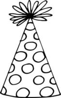 party hat with circles. hand drawn doodle style. , minimalism, monochrome festive funny vector