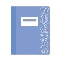 A school notebook with doodle drawings. Vector illustration isolated on a white background.