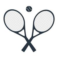 raquetas de tenis y una pelota. icono de tenis y pelota en estilo plano de moda, resaltado en un fondo blanco. un símbolo deportivo para su diseño web, logotipo, interfaz de usuario. ilustración vectorial vector
