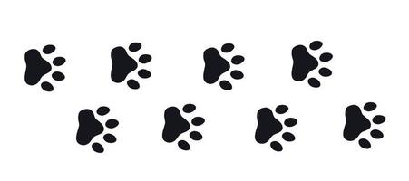 Silhouette of cat paws. Paw prints. The dog and cat puppy icon. Traces of a pet. The puppy's paws are highlighted on a white background. vector