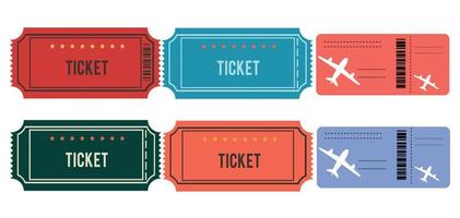 Vector illustration of ticket icon in flat style. A set of tickets isolated on a white background.