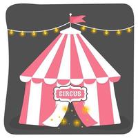 Pink circus. An invitation to a circus performance. Burning stars. Vector image on a dark background.