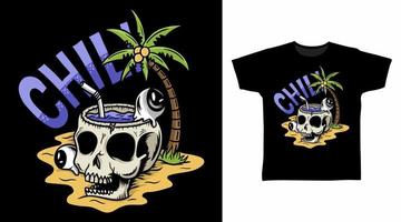 Skull head chill with eyes t shirt design vector