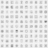 paquete de 100 iconos de líneas universales para móviles y web vector