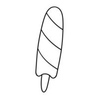 Monochrome image, Cold multicolored fruit popsicle on a stick, vector illustration in cartoon style on a white background