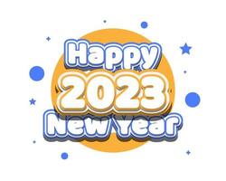 Happy New Year 2023 Poster or Greeting Card Design with Cartoon Text Style vector
