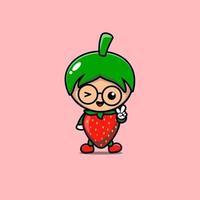 illustration of cute strawberry costume vector design