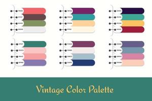 6 paletas de colores vintage diferentes vector