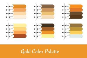 6 paletas de colores dorados diferentes vector