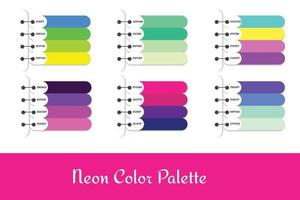 6 paletas de colores neón diferentes vector