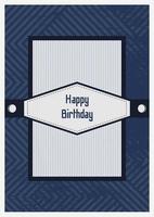 Template for birthday greeting card, happy father's day. Men's design in retro blue. Vector