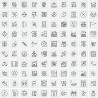 paquete de 100 iconos de líneas universales para móviles y web vector