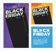 Black Friday text in pop style. Vertical and square Layout. vector