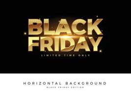Black Friday text in shiny golden style. Horizontal Background. vector