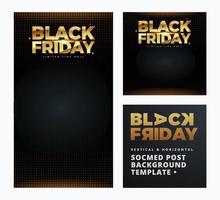 Black Friday text in shiny golden style. Vertical and Square Layout vector