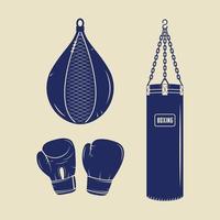 Boxing and martial arts logo badges and labels in vintage style. Vector illustration